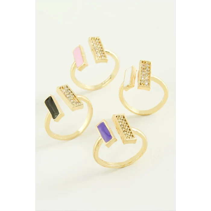  Dikdörtgen Taşlı Mineli Eklem Yüzük