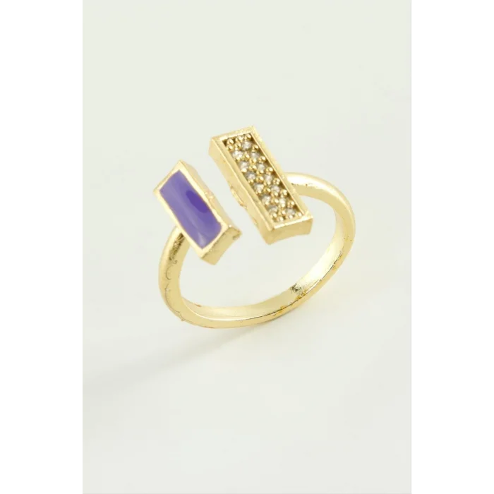  Dikdörtgen Taşlı Mineli Eklem Yüzük