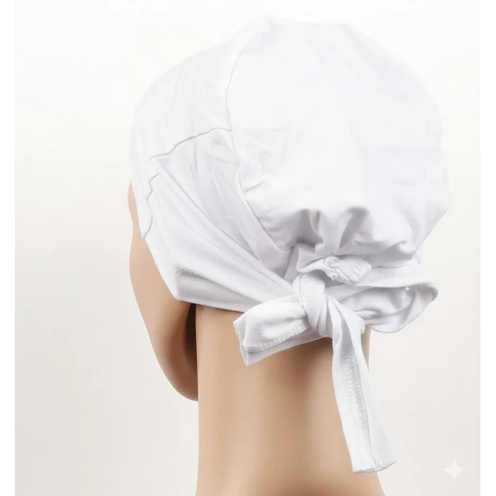 BUĞZ Dikişsiz Bağlamalı Tesettür Bone - Bağlamalı Bandana Beyaz