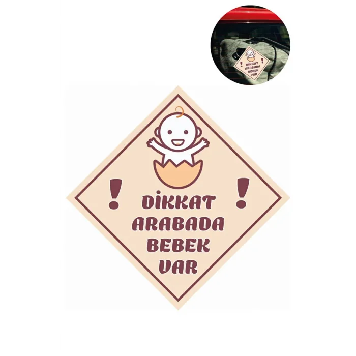 BUĞZ "Dikkat Arabada Bebek Var" Sticker – 10x10 Cm Folyo Baskılı Uyarı Etiketi