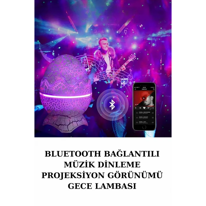 BUĞZ Dinozor Speaker Renk Değiştirme Projeksiyon Modu Bluetooth Hoparlör Gece Lambası - BUĞZ