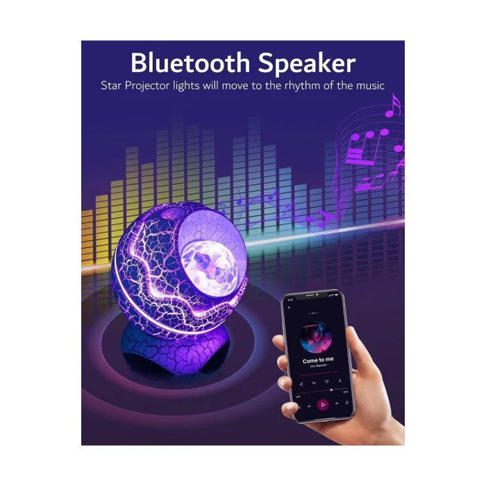 BUĞZ Dinozor tasarımlı bluetooth hoparlör gece lambası galaxy led projektör çok renkli 2 saat