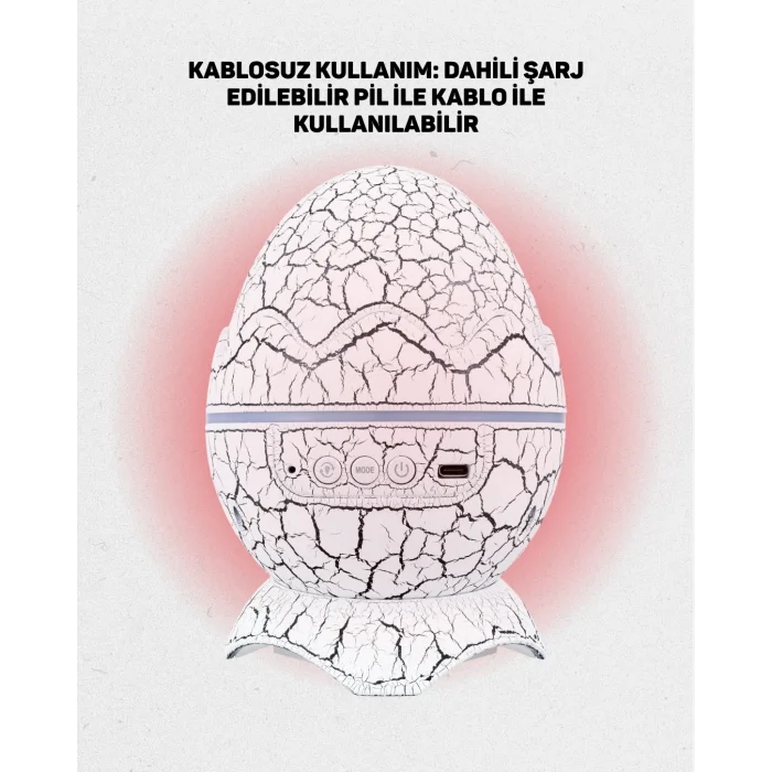 BUĞZ Dinozor Yumurtası Galaksi Projektör Gece Lambası 4ü 1 Arada – Bluetooth Hoparlörlü