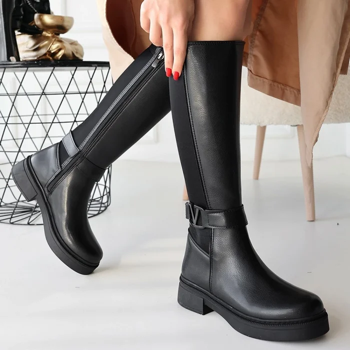 BUĞZ Diona Siyah Cilt Çizme - Lisinya