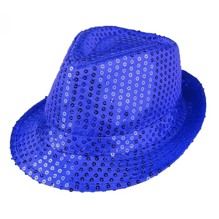 BUĞZ Disko  Mavi Payetli Fötr Şapka Yetişkin Boy