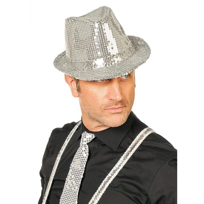 BUĞZ Disko Star Gümüş Payetli Fötr Şapka Yetişkin Boy
