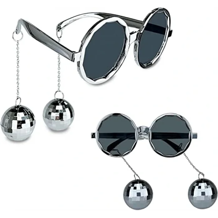 BUĞZ Disko Toplu Küpeli Parti Gözlüğü Gümüş Renk