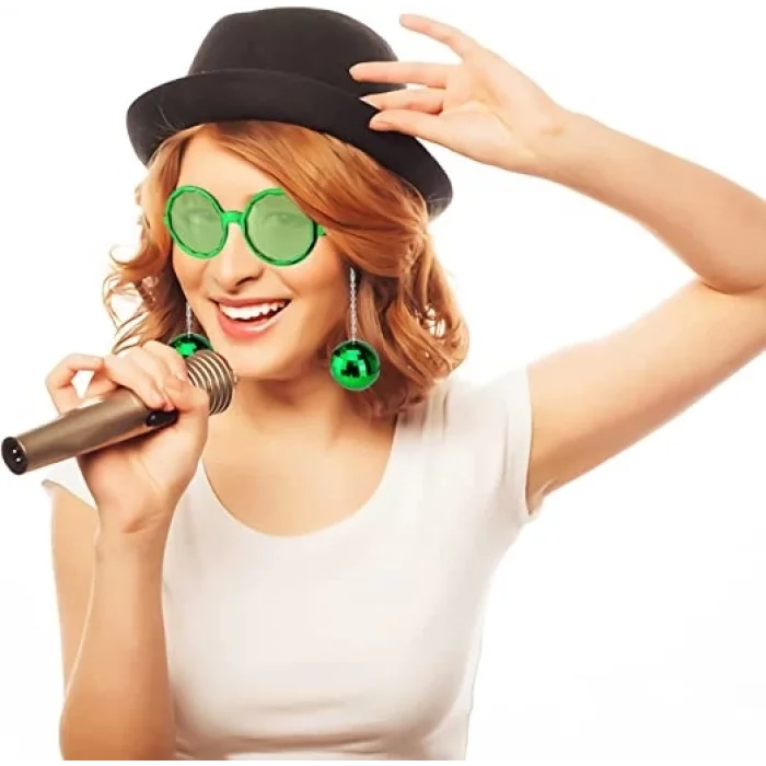  Disko Toplu Küpeli Parti Gözlüğü Yeşil Renk