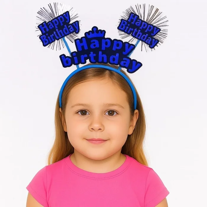 BUĞZ Doğum Günü Kutlaması İçin Mavi Taç – Işıltılı Yazılı Parti Tacı