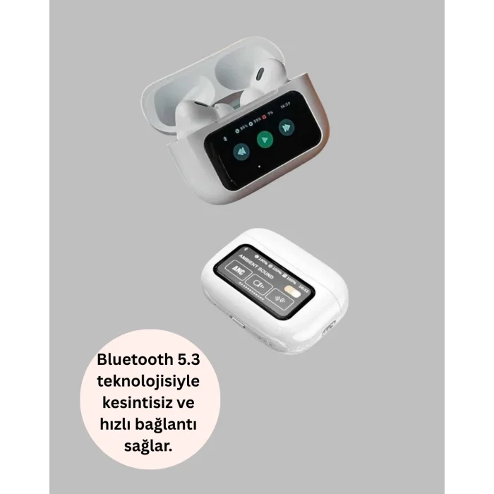 BUĞZ Dokunmatik Ekranlı Bluetooth Kulaklık ANC Gürültü Önleme Suya Dayanıklı Yeni Nesil