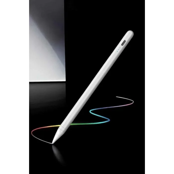  Dokunmatik Kalem Beyaz Şarjlı Yedek Uçlu Android ve İOS Uyumlu