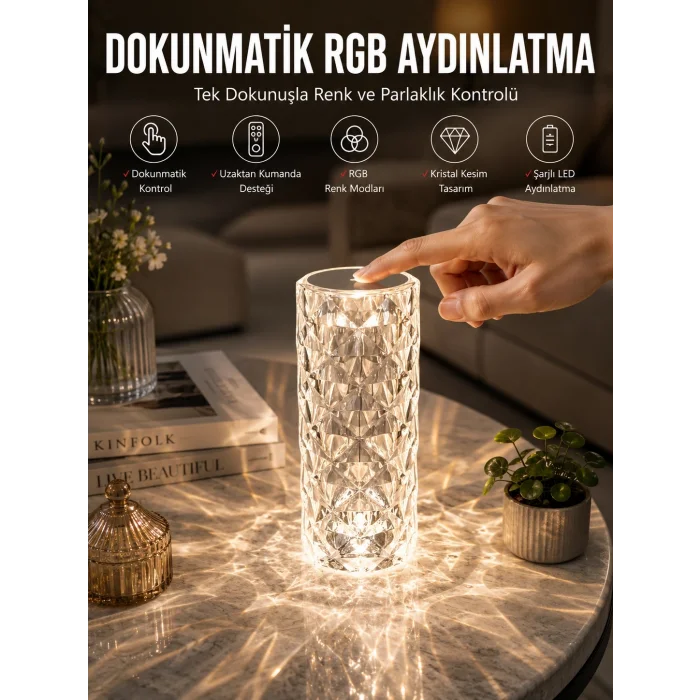 BUĞZ Dokunmatik Kristal Gece Lambası Hediyelik