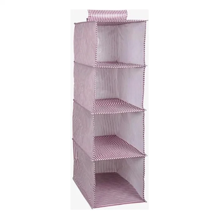  Dolap İçi Düzenleyici Katlanabilir Çok Amaçlı 4 Bölmeli Çizgili Bez Organizer (siyah)