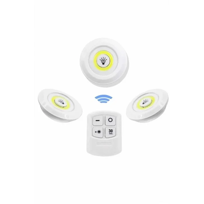 BUĞZ Dolap Işığı Mutfak Rafı Işığı Uzaktan Kumandalı 3 Lü Spot Led Lamba - Lisinya
