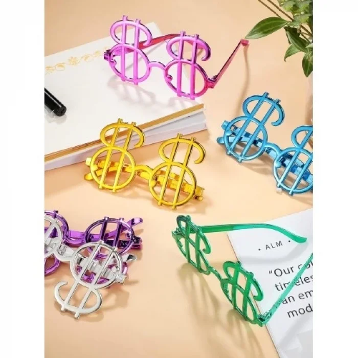  Dolar Şekilli Metalize Parti Gözlüğü 6 Adet