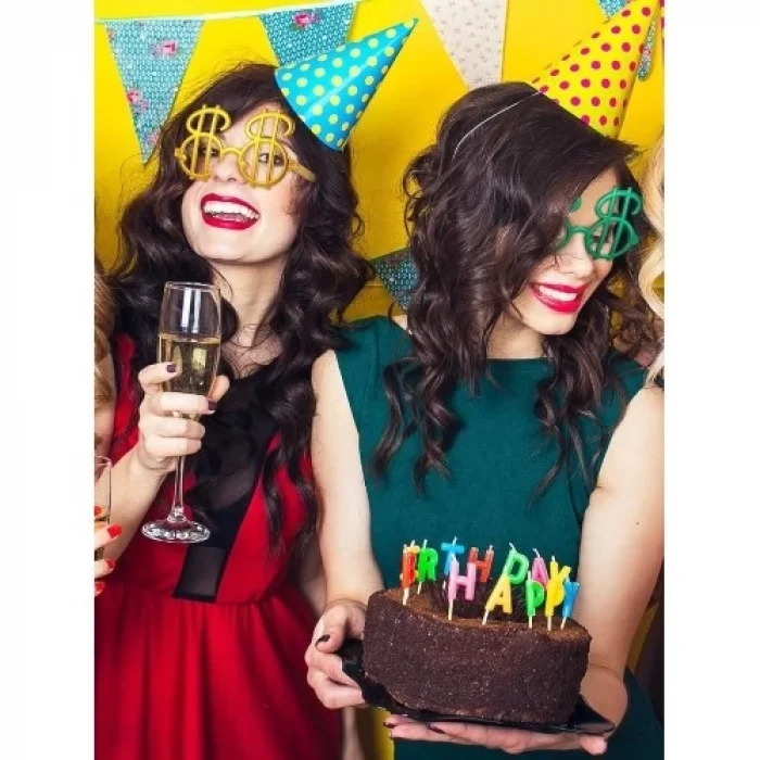  Dolar Şekilli Metalize Parti Gözlüğü 6 Adet