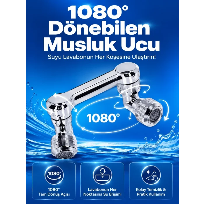 BUĞZ Döndürülebilir Musluk Mutfak Banyo Musluk Ucu Başlığı 4 Filtreli
