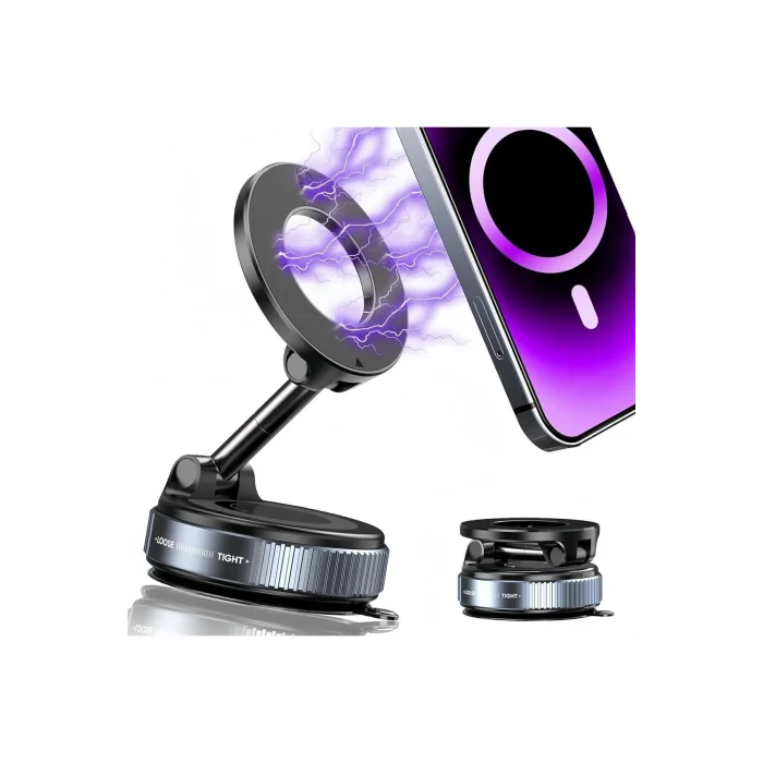 BUĞZ Dönebilen 360 Ayarlanabilir Araç Içi Tutucu Kullanılabilen Vakumlu Magsafe Telefon Tutucu