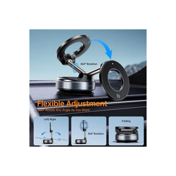 BUĞZ Dönebilen 360 Ayarlanabilir Araç Içi Tutucu Kullanılabilen Vakumlu Magsafe Telefon Tutucu