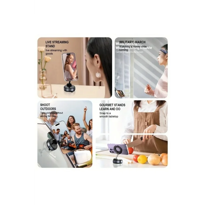 BUĞZ Dönebilen 360 Ayarlanabilir Araç Içi Tutucu Kullanılabilen Vakumlu Magsafe Telefon Tutucu