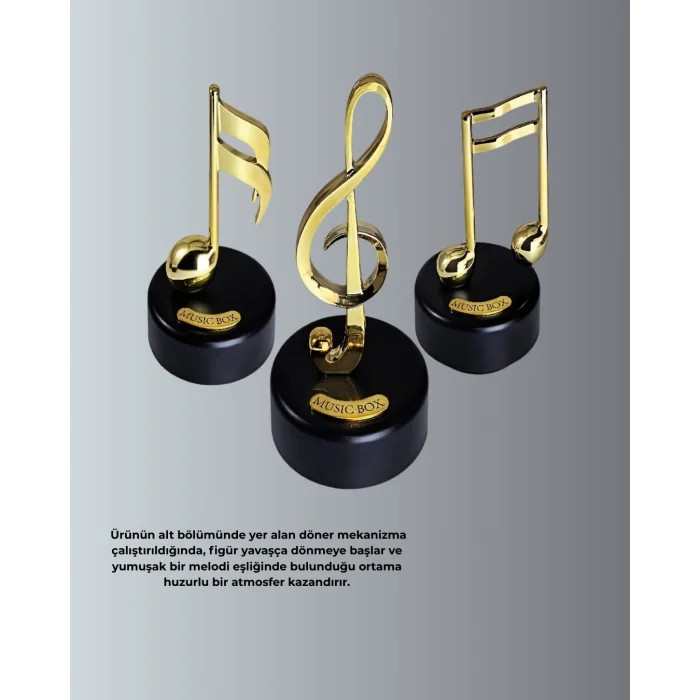 BUĞZ Dönen Sol Anahtarı Figürlü Müzik Kutusu Şık Hediyelik Dekor