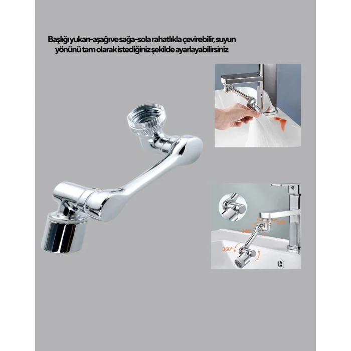 BUĞZ Döner Musluk Başlığı Çok Açılı Robotik Kol Su Tasarruflu