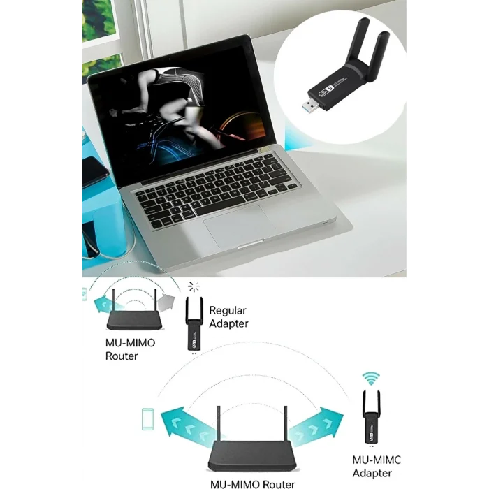 BUĞZ Dual Band Ac1200 Usb 3.0 Adaptör Kablosuz Wifi Yükseltici
