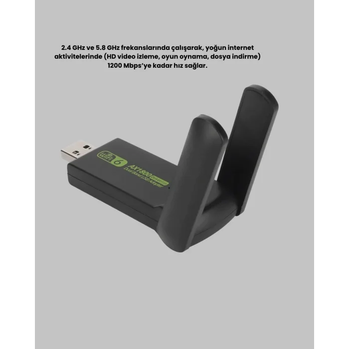 BUĞZ Dual Band USB WiFi Adaptör – 1200 Mbps Hız