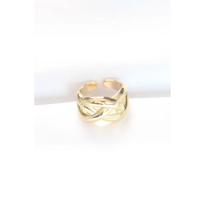 BUĞZ Düğüm Model Gold Renk Ayarlanabilir Yüzük - Lisinya