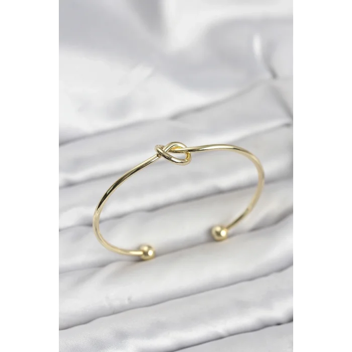 BUĞZ Düğüm Model Pirinç Gold Renk Kadın Bileklik