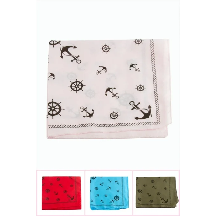 BUĞZ Dümen Çapa Desenli Keten Bandana 50*50