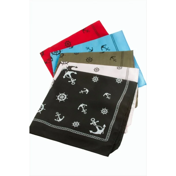 BUĞZ Dümen Çapa Desenli Keten Bandana 50*50