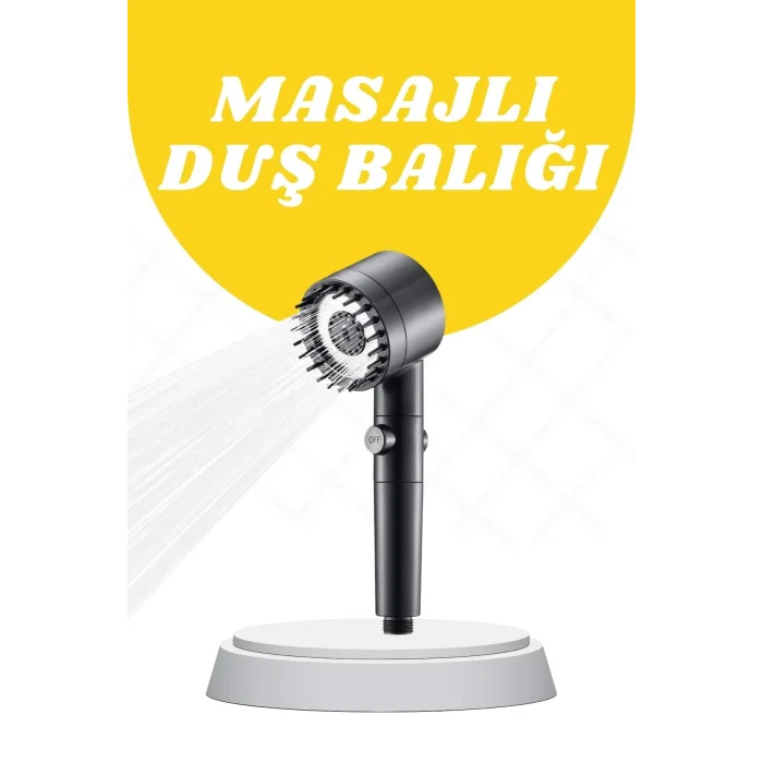 BUĞZ Duş Başlığı Yüksek Basınçlı Masaj Taraklı 3 Kademeli
