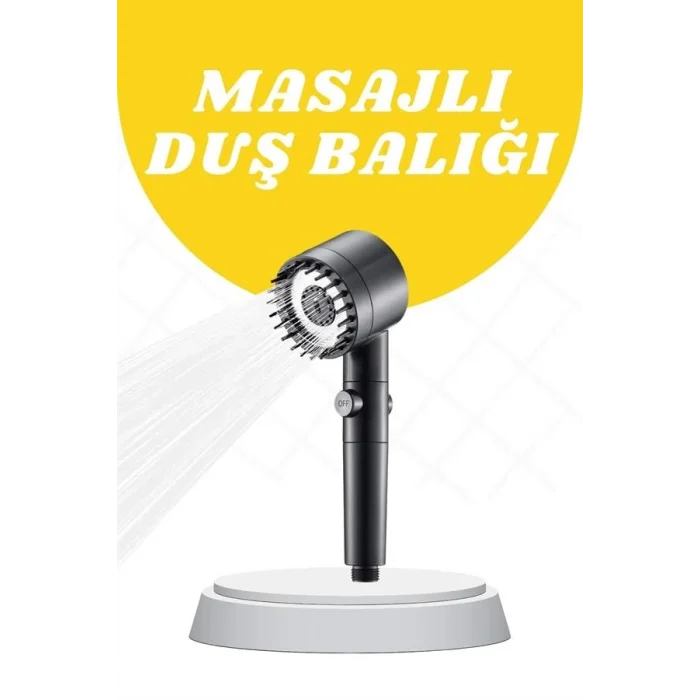 BUĞZ Duş Başlığı Yüksek Basınçlı Masaj Taraklı 3 Kademeli