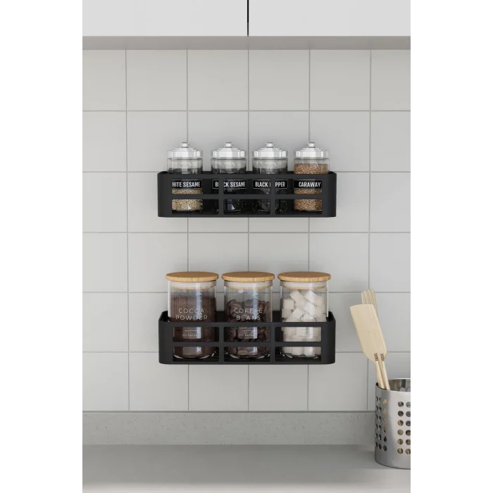 BUĞZ Duş İçi Yapışkanlı Banyo Rafı 2’li Set Delme Yok Güçlü Yapışkan Bantlı Organizer