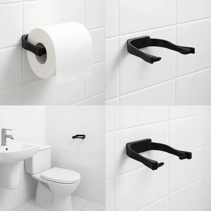 BUĞZ Duvara Monte Siyah Peçetelik Minimal Banyo Aksesuarı