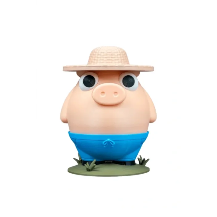BUĞZ Eco Lounge Çiftçi Domuz Kumbara 18 cm – Hareketli Para Alma Dekor 3D Baskı