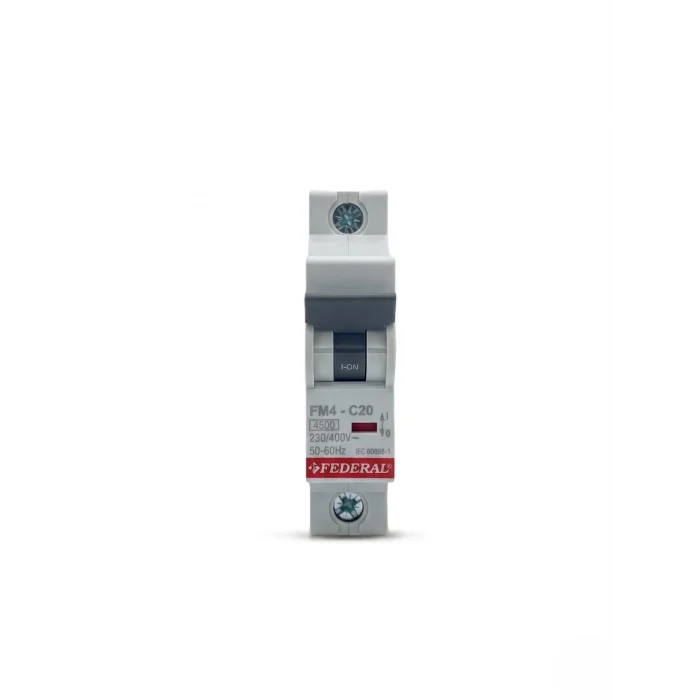BUĞZ Eco Lounge FEDERAL 1X20 A C Tipi 4.5Ka Otomatik Sigorta FM4 9EG-C0431-SD20