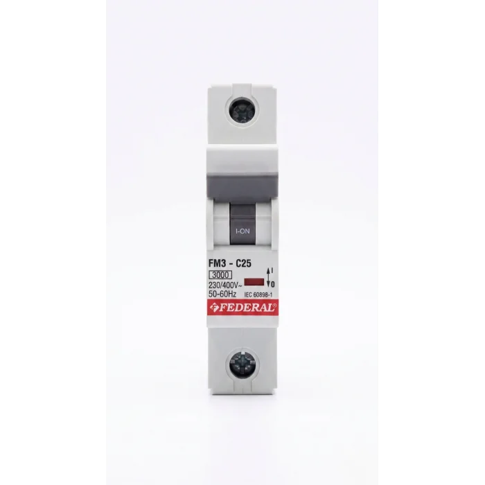 BUĞZ Eco Lounge FEDERAL 1X25 A C Tipi 3Ka Otomatik Sigorta FM3-C 9EC-C0331-0D25