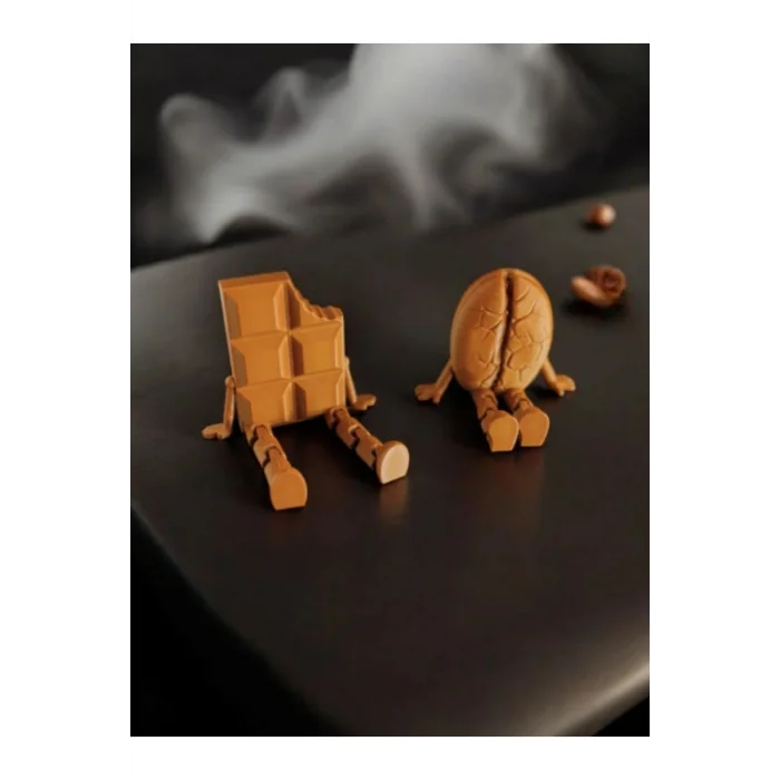 BUĞZ Eco Lounge Kahve & Çikolata Figür Seti 5 cm – Ofis Masaüstü Dekor 3D Baskı