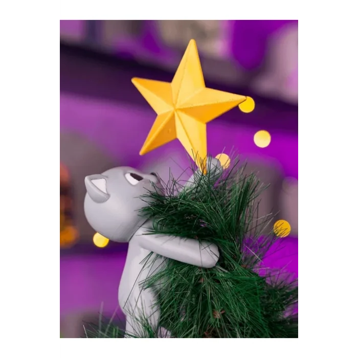 BUĞZ Eco Lounge Kedi Figürlü Ağaç Tepe Süsü 27 cm – Yılbaşı Büyük Boy Dekor