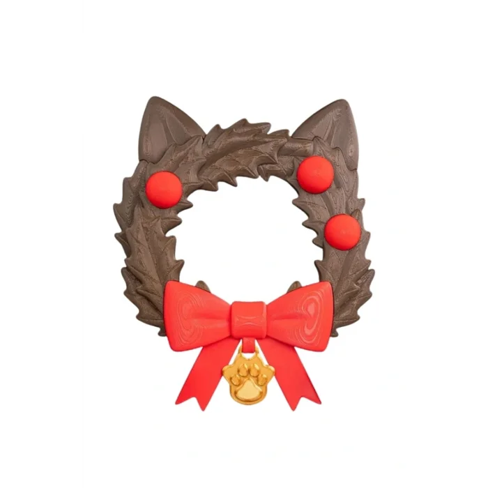 BUĞZ Eco Lounge Kedi Temalı Kapı Süsü 21 cm – Ahşap Dokulu Yılbaşı Dekoru