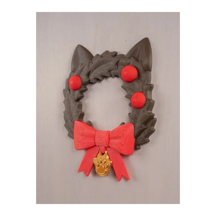 BUĞZ Eco Lounge Kedi Temalı Kapı Süsü 21 cm – Ahşap Dokulu Yılbaşı Dekoru