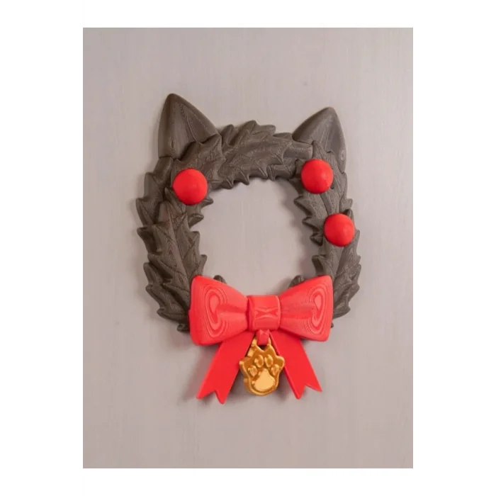 BUĞZ Eco Lounge Kedi Temalı Kapı Süsü 21 cm – Ahşap Dokulu Yılbaşı Dekoru