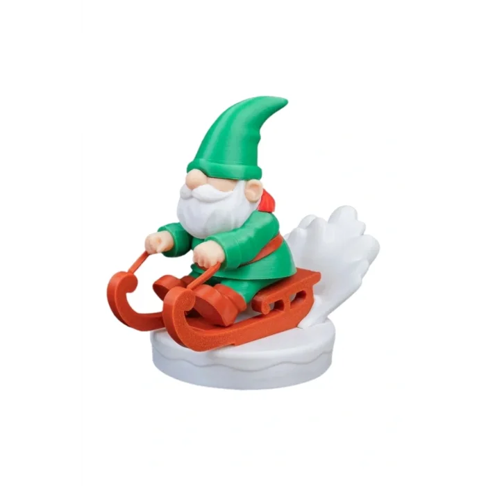 BUĞZ Eco Lounge Kızaklı Cüce Noel Baba – Kış Temalı Masaüstü Biblo 3D Baskı