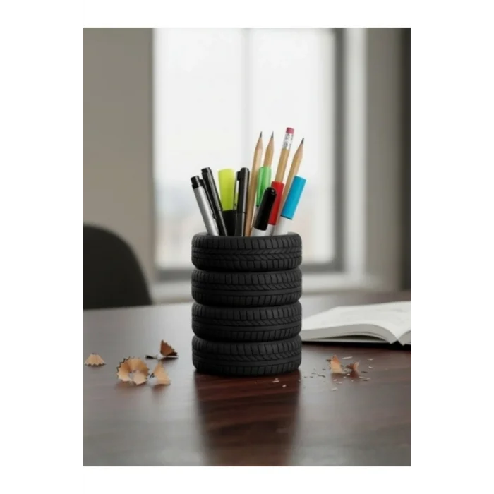 BUĞZ Eco Lounge Lastik Şeklinde Kalemlik – Siyah Dekoratif Organizer