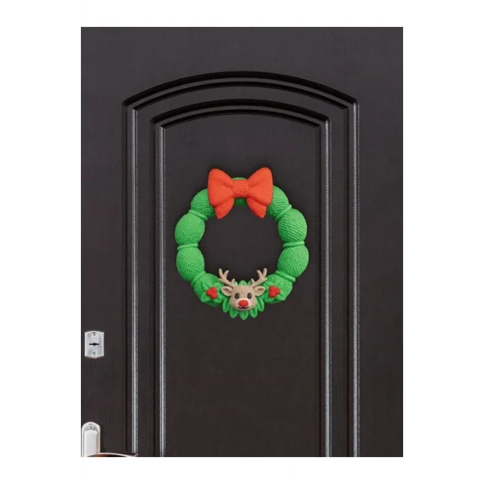 BUĞZ Eco Lounge Örgü Dokulu Geyik Kapı Süsü 21 cm – Yılbaşı Yeni Yıl Dekoru