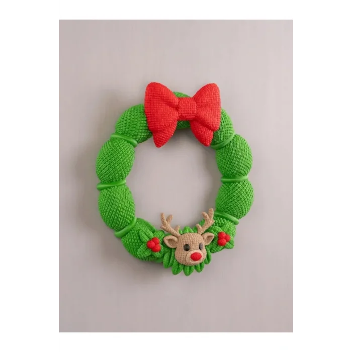 BUĞZ Eco Lounge Örgü Dokulu Geyik Kapı Süsü 21 cm – Yılbaşı Yeni Yıl Dekoru