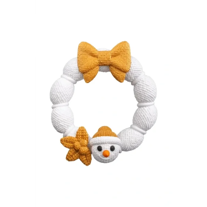 BUĞZ Eco Lounge Örgü Kardan Adam Kapı Süsü 21 cm – Yılbaşı Kış Dekorasyonu