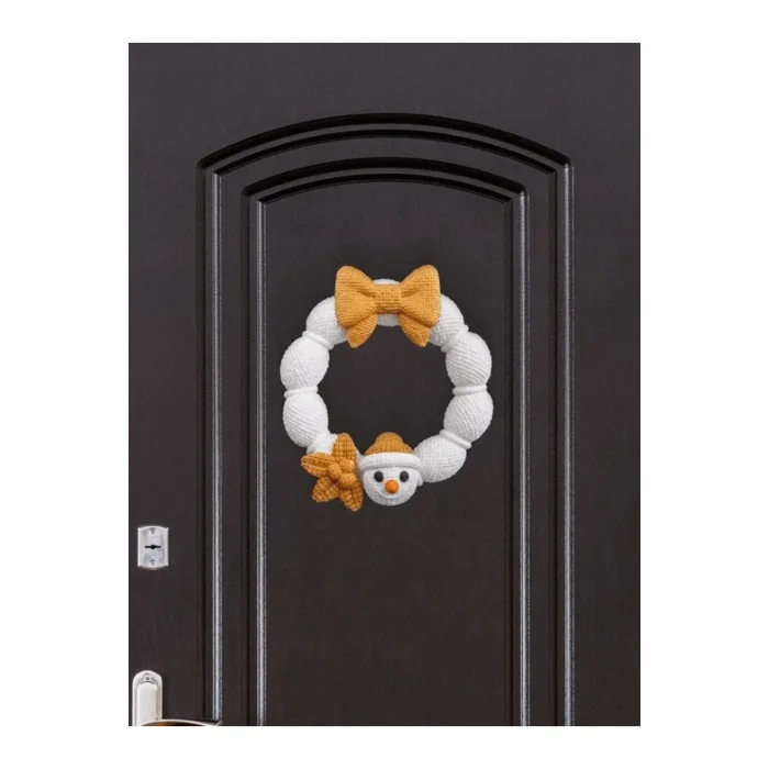 BUĞZ Eco Lounge Örgü Kardan Adam Kapı Süsü 21 cm – Yılbaşı Kış Dekorasyonu